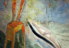 Peinture Grue N°1___Création de Serge Vandecasteele  . 2018  .Format 80 cm x 120 cm . Prix 1800 euros