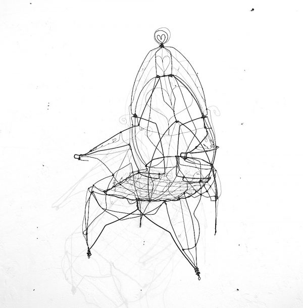 Fauteuil louis xvi contemporain" fil de fer" ___Sculpture , Création de Serge Vandecasteele , 62 cm x 34cm x 34 cm __prix  360 euros _pièce unique .