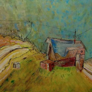 Cabane « toile » n°10 __2022 __92 cm x 65 cm  Création de Serge Vandecasteele  1200 euros