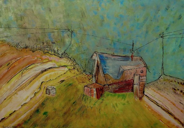 Cabane « toile » n°10 __2022 __92 cm x 65 cm  Création de Serge Vandecasteele  1200 euros