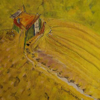 Cabane « toile » n°13 __2022 __92 cm x 65 cm  Création de Serge Vandecasteele  1200 euros