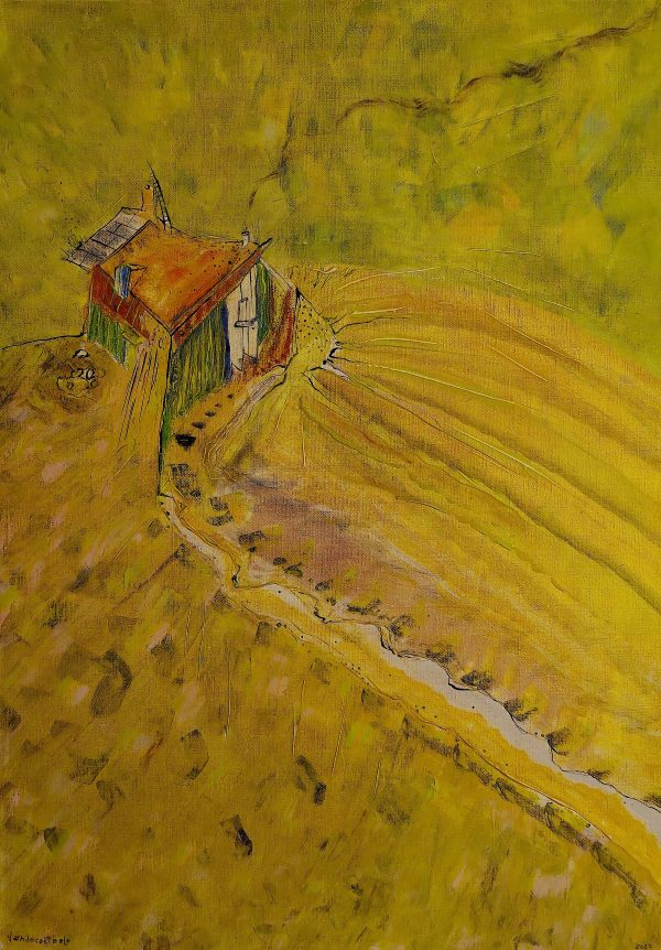 Cabane « toile » n°13 __2022 __92 cm x 65 cm  Création de Serge Vandecasteele  1200 euros