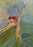 Cabane « toile » n°15___Juillet _ Aout __2023 __92 cm x 65 cm . Création de Serge Vandecasteele . Prix : 1200 euros . #steelserge
