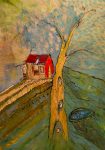 Cabane « toile » n°18 _Janvier 2024__92 cm x 65 cm . Création de Serge Vandecasteele . Prix : 1200 euros . #steelserge