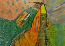 Cabane « toile » n°22___Janvier __ 2024__92 cm x 65 cm . Création de Serge Vandecasteele . Prix : 1200 euros . #steelserge