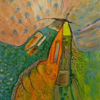 Cabane « toile » n°22___Janvier __ 2024__92 cm x 65 cm . Création de Serge Vandecasteele . Prix : 1200 euros . #steelserge