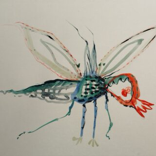 Insectes n° 5 .   Fantastiques . dessin technique mixte . format A4  avec cadre . Serge Vandecasteele . #steelserge