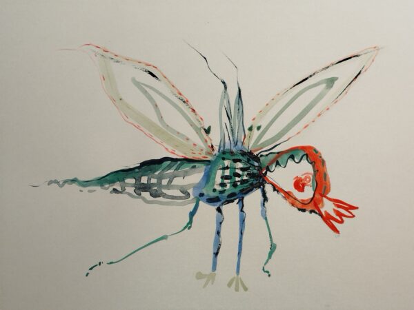 Insectes n° 5 .   Fantastiques . dessin technique mixte . format A4  avec cadre . Serge Vandecasteele . #steelserge